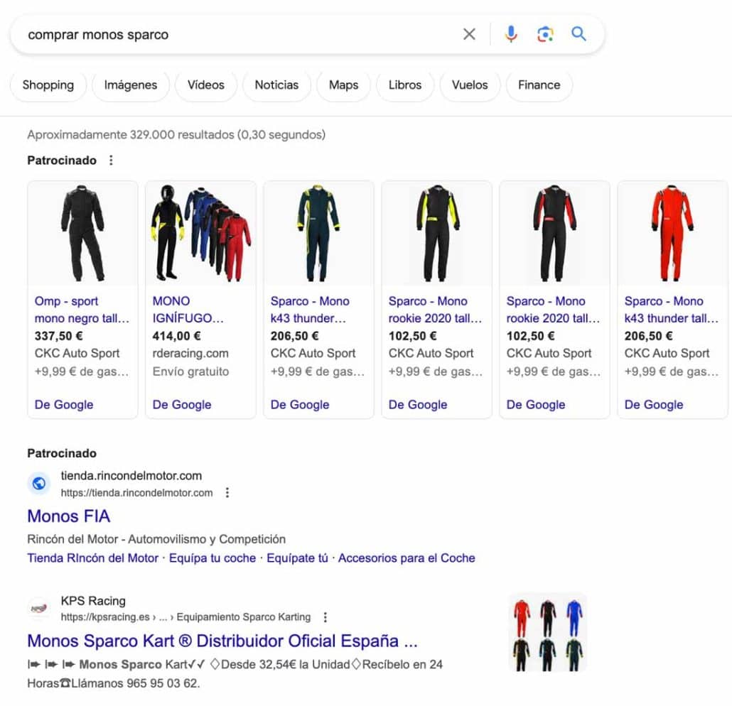 Funcionamiento resultados búsqueda Google Ads