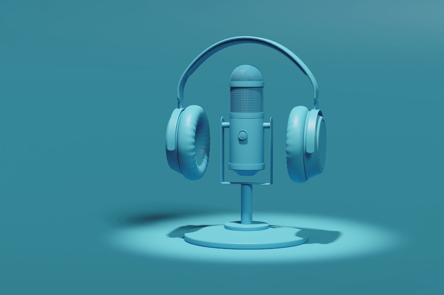 Podcast headphones and microphone