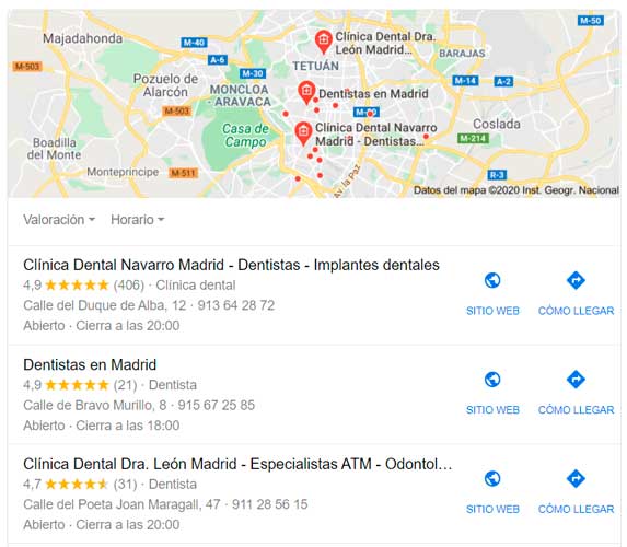 Cómo mejorar tu posición en Google Maps si eres dentista